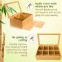 Woodcha Natural Bamboo Tea Boxes Storage Organizer- 8 Compartments Tea Bag Holder with Clear Glass Lid- Natural Wooden Finish Tea Storage Organizer