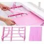 DedSecQAQ Portable Balcony Folding Hanging Clothes Hanger,Multifunction Adjustable Clothes Rack Indoor Outdoor Laundry Dryer, Pink