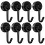 Magnetic Hooks,Tohoer Heavy Duty Neodymium Magnet Hook 30LBS for Indoor Outdoor Hanging,Refrigerator,Grill,Kitchen,Key Holder,Black,Pack of 8