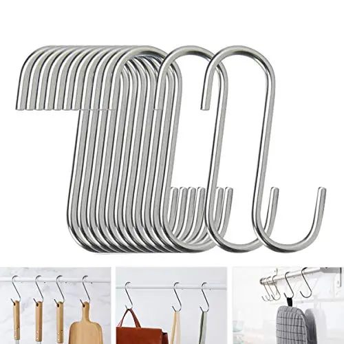 40 Pack S Hooks - Stainless Steel Heavy Duty S Hooks for Hanging pots, Pans, Plants, Coffee Mugs, Towels in Kitchen and Bathroom, Coat, Bag, Work Shop, Perfect Rack Hooks 40 Pack S Hooks - Stainless Steel Heavy Duty S Hooks for Hanging pots, Pans, Plants, Coffee Mugs, Towels in Kitchen and Bathroom, Coat, Bag, Work Shop, Perfect Rack Hooks