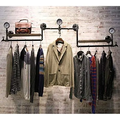 Kaler Industrial Pipe Clothing Rack Wall Hanging Clothes Rack for Clothing Shop Family Kaler Industrial Pipe Clothing Rack Wall Hanging Clothes Rack for Clothing Shop Family