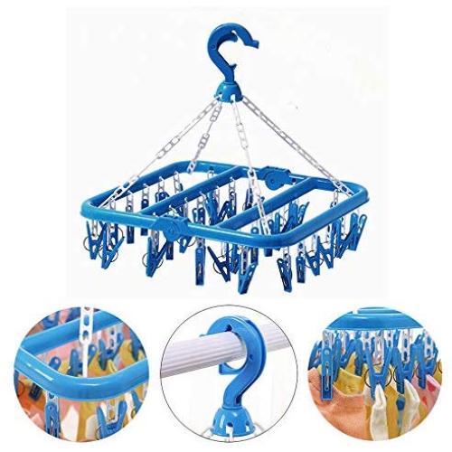 Foldable Clip and Drip Hanger - Hanging Drying Rack with 32 Clips