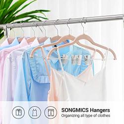 SONGMICS 30-Pack Pants Hangers, 16.7 Inches Velvet Trouser Hangers, with Adjustable Clips, Heavy Duty, Non-Slip, Space-Saving, for Pants, Skirts, Coat, Dresses, Tank Tops, Pink UCRF12PK30