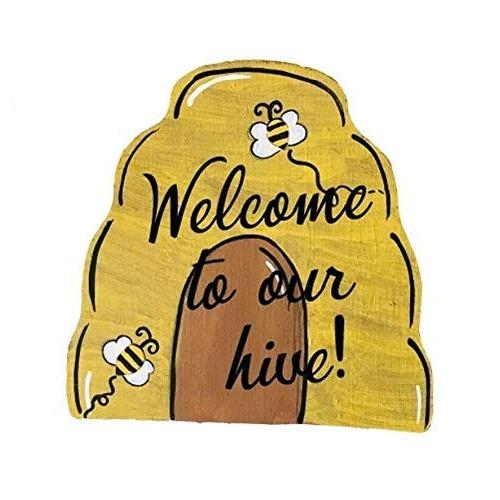 Bee Hive Welcome To Our Hive Wood Door Hanger, Teacher Name Sign, Back to School Sign, Teacher Gift, Classroom Decoration, Wood Wreath Sign, Teacher Appreciation Gift, Busy Bees Decor, Bumble Bee