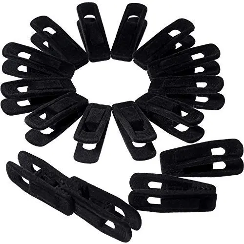 Jetec 30 Pieces Velvet Hangers Clips Flocked Clothes Hanger Velvet Finger Grip Clips, Black Jetec 30 Pieces Velvet Hangers Clips Flocked Clothes Hanger Velvet Finger Grip Clips, Black