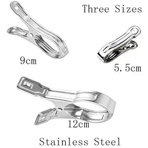 12 Packs Heavy Duty Strong Jumbo Stainless Steel Boca Clips Clothing Peg Clamp Clothespin Picture Hanger for Quilt, Towel, Pants, Windproof 12 Packs Heavy Duty Strong Jumbo Stainless Steel Boca Clips Clothing Peg Clamp Clothespin Picture Hanger for Quilt, Towel, Pants, Windproof