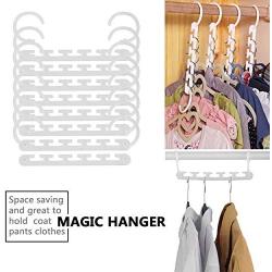 Clothing and Shoe Care,Portable 8 Pcs Space Saving Magic Trousers Clothing Hanger Coat Pants Clothes Closet Organizer Hooks Hanger Rack