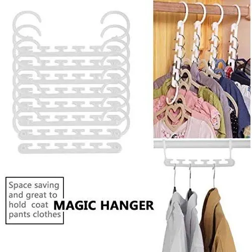 Clothing and Shoe Care,Portable 8 Pcs Space Saving Magic Trousers Clothing Hanger Coat Pants Clothes Closet Organizer Hooks Hanger Rack
