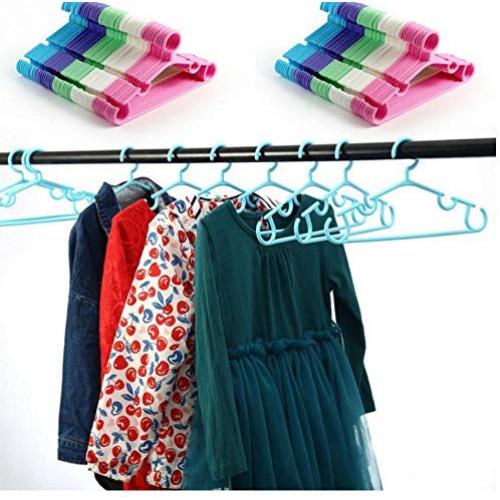 10PC Random Color Durable Children Multifunction Coat Trousers Clothes Rack Plastic Candy Color Hanging Clothes Hanger Rack Decoration for Kids
