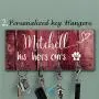 Personalized Key Holder and Dog Leash Wall Hanger Key Organizer for the Hallway Key Ring Holder Custom Key Holder For Wall, Personalized Key Hanger Housewarming Gift Leash Holder