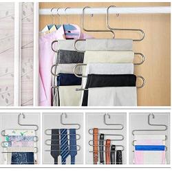 5pcs Random Color Multifunctional S-Type Trouser Rack Shirts Clothes Hanger Pants Storage Hangers Cloth Rack Multilayer Cloth Rack