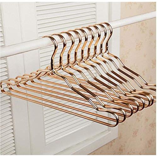 10pcs Random Color Thicker Space Aluminum Hangers Home Seamless Hanger Anti-Slip Drying Racks Luxurious Golden Windproof Dress Clothes Hanger