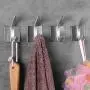 NEXCURIO Self Adhesive Hooks/Towel Hooks-Heavy Duty Wall Hanger Hanging for Robe Coat Bag Stick on Wall - Bathroom Kitchen Office Organizer, Brushed Stainless Steel (4 Pack)