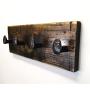 Rustic Distressed Coat and Hat Rack | 17 Inch Solid Wood Wall Mounted Rack with 4 Reclaimed Railroad Spike Hook Hangers