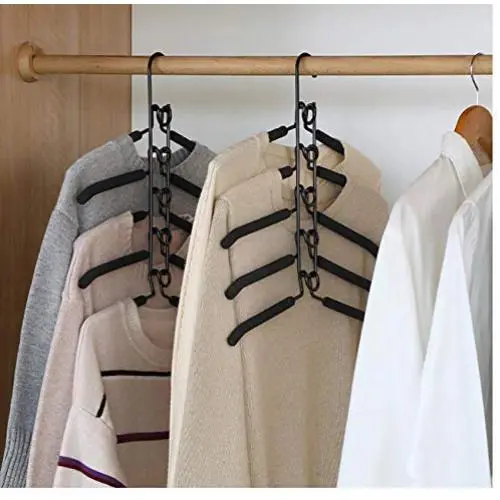 2pcs Random Color Home Clothes Hangers Coat Hanging Multi Layers Space Saving Multifunctional Wardrobe Organizer Trouser Hotel Storage Racks Towel