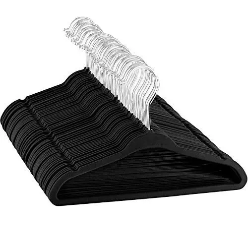 ZOBER Premium Kids Velvet Hangers (14” Inch - 50 Pack) Non Slip Junior Hangers, Ultra Slim Space Saving Childrens Hangers - 360° Swivel Hook, Strong & Durable Preteen Hangers (Medium)