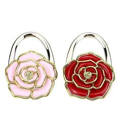 Pomeat 2Pcs Foldable Handbag Hook, Flower Handbag Folding Purse Holder Hangers Hooks Foldable Table Hook Holder