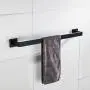 Aothpher 4 Piece Sets Wall Mounted Bathroom Accessories SUS 304 Stainless Steel Including Towel Bar Coat Robe Hook Toilet Paper Roll Holder Towel Ring Holder Contemporary Square Style, Matte Black