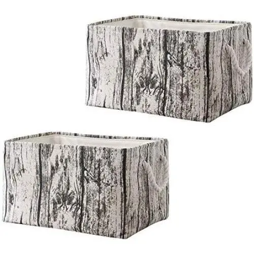 Foldable Fabric Storage Bin - Loving You Rectangular Medium 15.7x 11.8x 8.3, 2 Pieces, Cloest Storage Basket with Rope Cotton Handle, Natural Wood Grain for Home, Nursery, Office, Heavy-Duty Foldable Fabric Storage Bin - Loving You Rectangular Medium 15.7x 11.8x 8.3, 2 Pieces, Cloest Storage Basket with Rope Cotton Handle, Natural Wood Grain for Home, Nursery, Office, Heavy-Duty