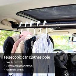 LITTLEMOLE Car Clothes Hanger Bar, Expandable Vehicle Clothing Rod Garment Rack Holder, Heavy Duty Metal and Rubber Grips