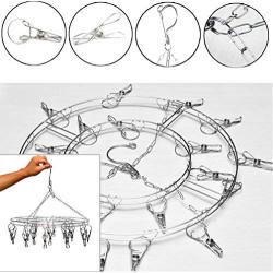 Inoutdoorkit Clip & Drip Laundry Clothes Socks Drying Hanger Stainless Steel 20 Clips for Underwear, Lingerie, Bra, Kids Baby Clothes, Diapers, Towel, Hat, Scarf, Gloves SHR20 (Stainless Steel)