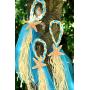 Starfish raffia braided chair hangers,Luau,Beach Pew Bows,Starfish and Raffia Chair Hangers Aisleway Hanging Starfish Decor,Nautical wedding decor,Rustic Country Chic Wedding,Chair Hangers,Pew Bow