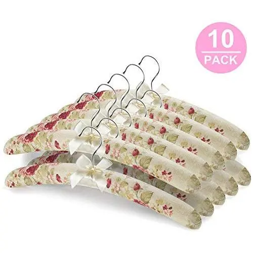 16 inches Satin Padded Hangers for Women Clothing - GLCON Padded Clothes Hangers for Sweaters - No Bump Fancy Floral Bridal Hangers for Adult Coat Suit Wedding Dress (Pack of 10) 16 inches Satin Padded Hangers for Women Clothing - GLCON Padded Clothes Hangers for Sweaters - No Bump Fancy Floral Bridal Hangers for Adult Coat Suit Wedding Dress (Pack of 10)