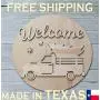 Unfinished Wood Crafts Cutout Vintage Truck Welcome Sign Kit Door Hanger w/Tree Unfinished Wood Crafts Cutout Vintage Truck Welcome Sign Kit Door Hanger w/Tree