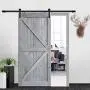 DonYoung 6FT Single Sliding Barn Door Hardware Kit, Heavy Duty Steel Barn Door Track 2PCS I-Shape Hanger with Quiet and Smooth Wheel, Includes All Necessary Accessories, Black