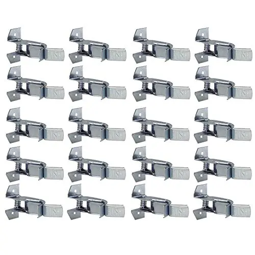 Wideskall Heavy Duty Metal Gaint Spring Grip Clamp Tool Hanger Wall Orgainzer for Garage Closet Brooms and Mops Wall Mount Holder (Pack of 20)