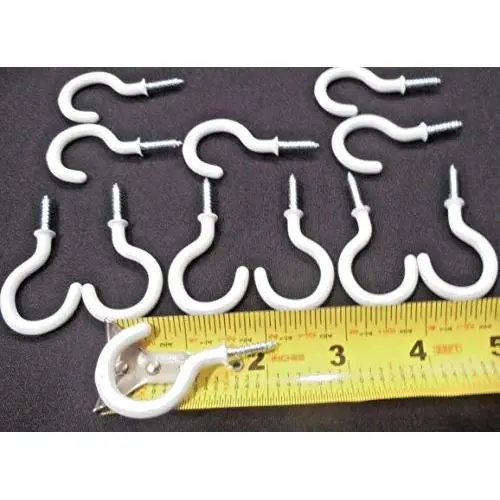 12 Pcs Utility 1-1/2" inch Steel Screw Mount Cup Hooks Plant Hanger with Coating