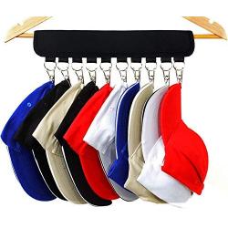 Sbyda Cap Organizer Hanger, Baseball Cap Holder, Closet Hat Organizer with 10 Stainless Steel Clips, Change Your Cloth Hanger to Cap Organizer Hanger - Keep Your Hats Cleaner Than a Hat Rack (Black)