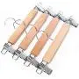 10pcs Durable Skirt Practical Anti Slip Laundry Clothes Hanger Pants Home Anti-Rust Natural Slack with Clips Wooden Adjustable