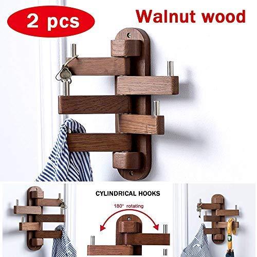 Modern Swivel Hook Coat Hook Rack Heavy Duty, Wall Mounted Wood Folding Swing Arm, Towel Hooks with 5 Foldable Arms Towel Clothes Hanger, Hook Holder Organizer for Kitchen Garage