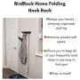 BirdRock Home Folding Hook Coat and Hat Rack - 4 Hooks - 14 Inches - Wall Mount - Decorative Home Storage - Entryway Foyer Hallway Bathroom Bedroom Rail - Satin Nickel Hooks - Black Rail