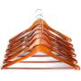 Clutter Mate - Set of 6 - Premium Finish Wooden Suit Hangers, Coat Hangers, Solid Cherry Wood Hangers with Wood-Grain, Wide Shoulder Heavy Clothes Hanger for Suits, Jacket, Non Slip Pants, Swivel Hook