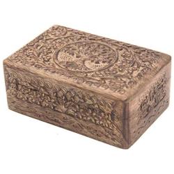 KayJayStyles Hand Carved Tree of Life Wooden Storage Boxes (Medium, Tree of Life)