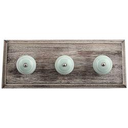 Indianshelf Handmade 1 Artistic Vintage Green Wooden Strip Wall Hooks Holders/Wall Rail Hooks