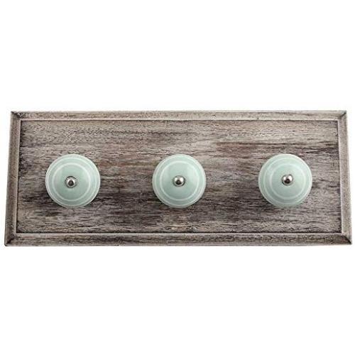 Indianshelf Handmade 1 Artistic Vintage Green Wooden Strip Wall Hooks Holders/Wall Rail Hooks