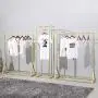 FURVOKIA Clothes Retail Heavy Duty Metal Garment Racks,Clothing Store Hanger Storage Shelves,Floor-Standing Display Rack (Gold Square Tube, 71" H)