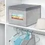 mDesign Soft Fabric Stackable Closet Storage Organizer Holder Boxes Bin with Clear Window, Attached Hinged Lid - Bedroom, Hallway, Entryway, Closet, Bathroom - Textured Print, Large, 6 Pack - Gray mDesign Soft Fabric Stackable Closet Storage Organizer Holder Boxes Bin with Clear Window, Attached Hinged Lid - Bedroom, Hallway, Entryway, Closet, Bathroom - Textured Print, Large, 6 Pack - Gray