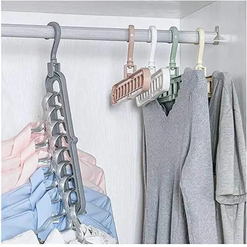 10pcs Random Color Creative 3D Space Saving Hanger Magic Clothes Hanger 9Hole Towel Hook Closet Organizer Storage Rack 10pcs Random Color Creative 3D Space Saving Hanger Magic Clothes Hanger 9Hole Towel Hook Closet Organizer Storage Rack