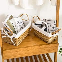 Vosson Woven Storage Basket Cube Basket Boxes for Closet Woven Baskets for Shelf Basket Bin Containers Set of 3 (Beige)