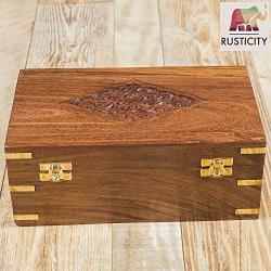 Rusticity Wood Tea Bag/Spice Storage Boxes with Lid and 9 Pockets | Handmade | (10.2 x 6.2 x 4 in)