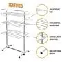 Stainless Drying Clothes Rack - Portable Rolling Drying Rack for Laundry Baby Clothes Drying Hangers Rack , Stainless  Drying Racks for Laundry, 3 Tier Drying Racks for Laundry by KP Solutions