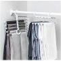 5pcs Random Color Stainless Steel Clothes Hanger Wardrobe Magic Hanger Multi-Layer Pants Rack Shelf Wardrobe Storage Organizer Closet Space Saver