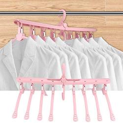 Yosooo 360 Degrees Rotation Foldable Magic Clothes Hangers Holders Space Saving Closet Sweater Organizer Storage Rack for Home Travel(Pink)