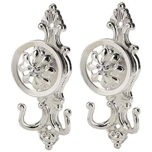 uxcell Curtain Tieback Hook Zinc Alloy Tassel Curtain Holder Window Holdbacks Wall Hooks Clothes Hanger, Set of 2, SilverTone