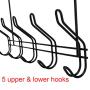 Mebbay 2 Pack Over The Door Hook Rack, Door Mounted Heavy Duty Organizer Hooks, Over Door Hanger for Clothes, Coats, Towels, Hats or Handbags - 5 Dual Hooks, Black