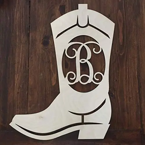 Unfinished Wood Cowboy Boot Monogram Hanger - Cowboy Boot Wreath - Country Western Wreath - Southern Wall Hanger - Monogram Boot Wreath Unfinished Wood Cowboy Boot Monogram Hanger - Cowboy Boot Wreath - Country Western Wreath - Southern Wall Hanger - Monogram Boot Wreath